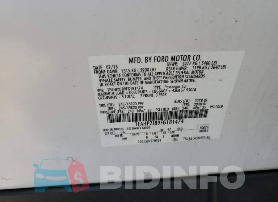 1FAHP2J89FG181474 Photo# 13