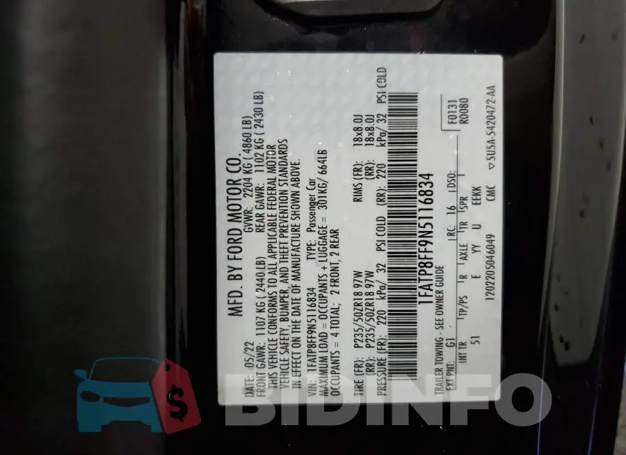 1FATP8FF9N5116834 Photo# 12