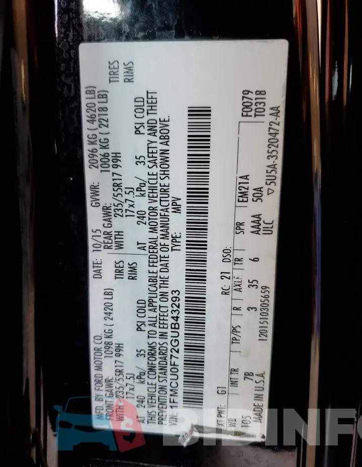 1FMCU0F72GUB43293 Photo# 13