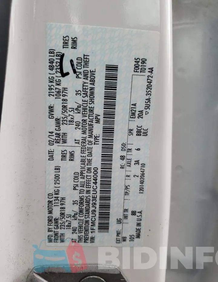 1FMCU9J93EUC44000 Photo# 13