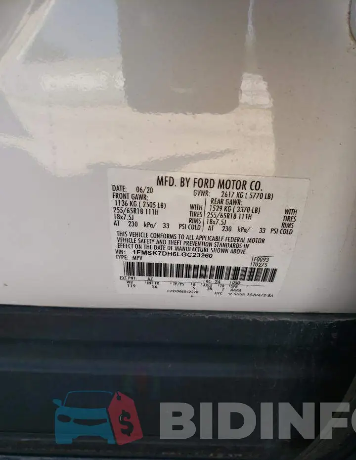 1FMSK7DH6LGC23260 Photo# 13