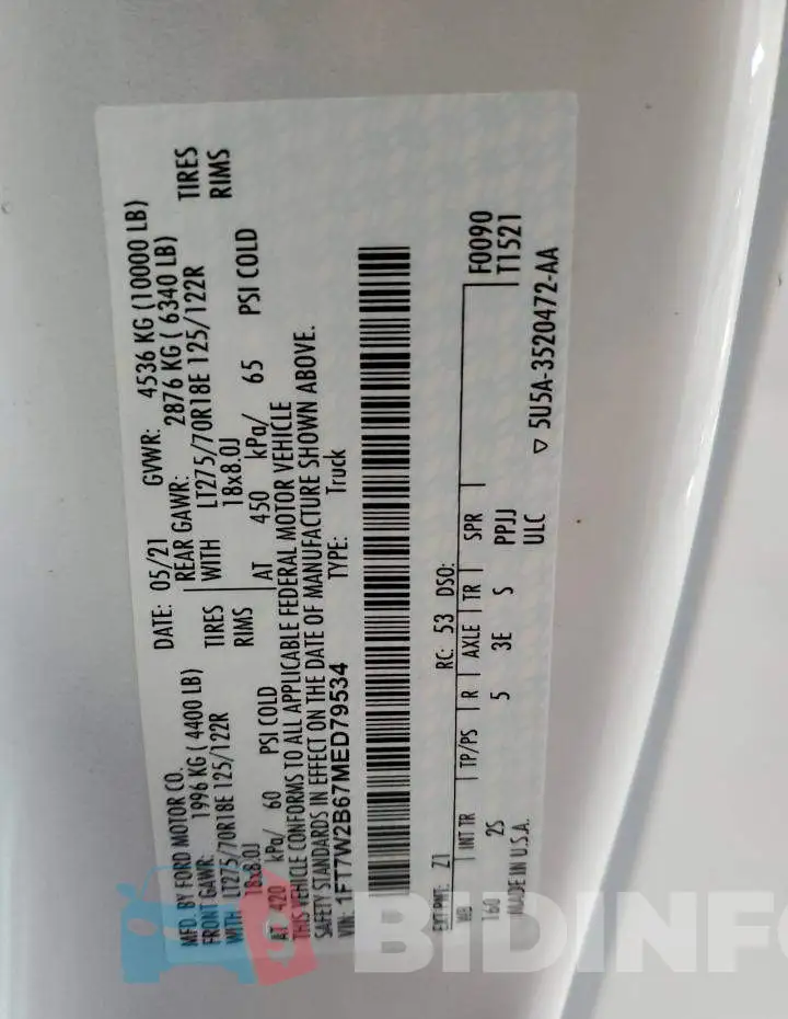 1FT7W2B67MED79534 Photo# 12