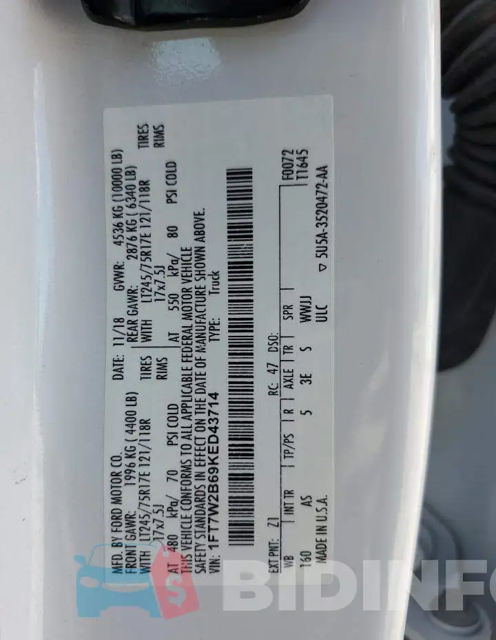 1FT7W2B69KED43714 Photo# 12