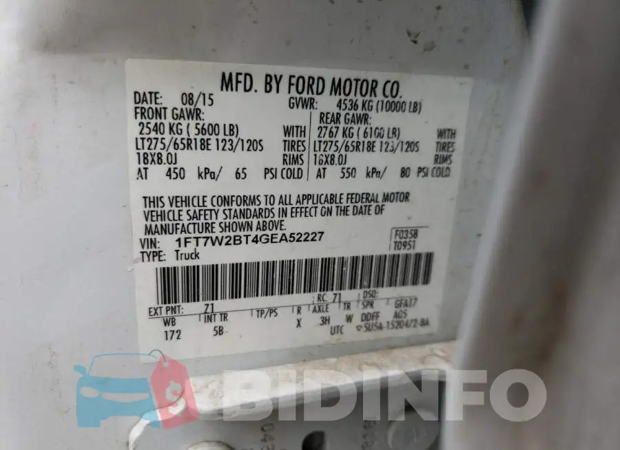 1FT7W2BT4GEA52227 Photo# 12
