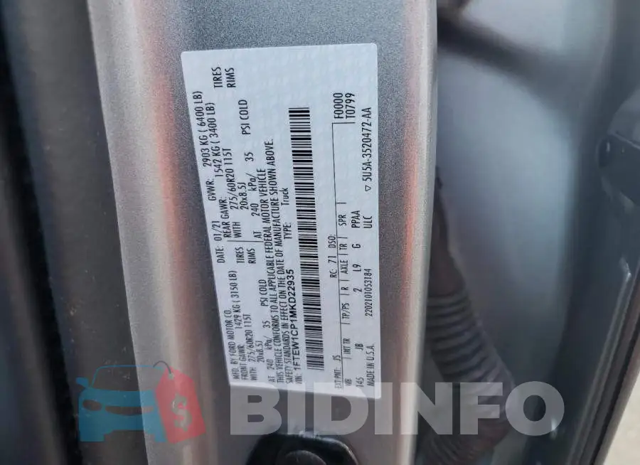 1FTEW1CP1MKD22935 Photo# 12