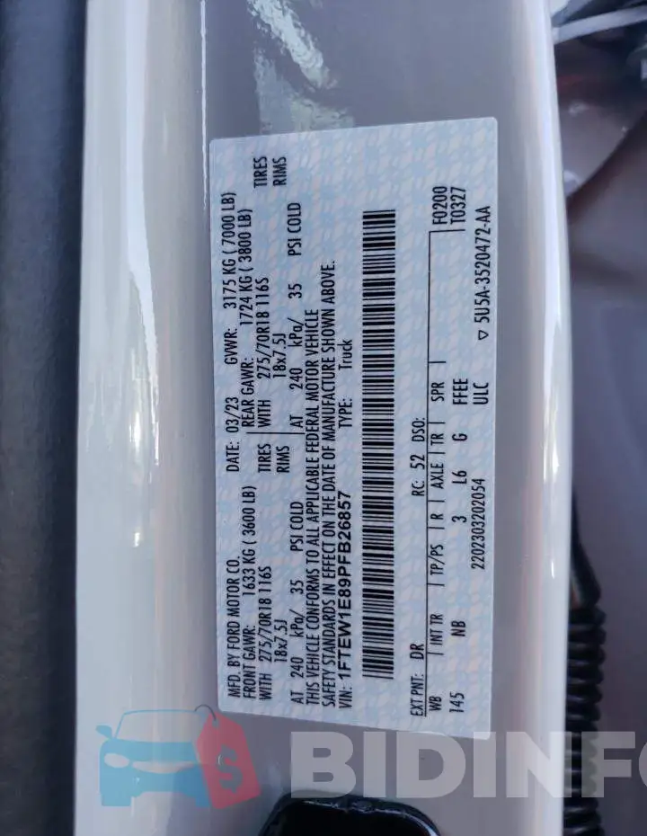 1FTEW1E89PFB26857 Photo# 12