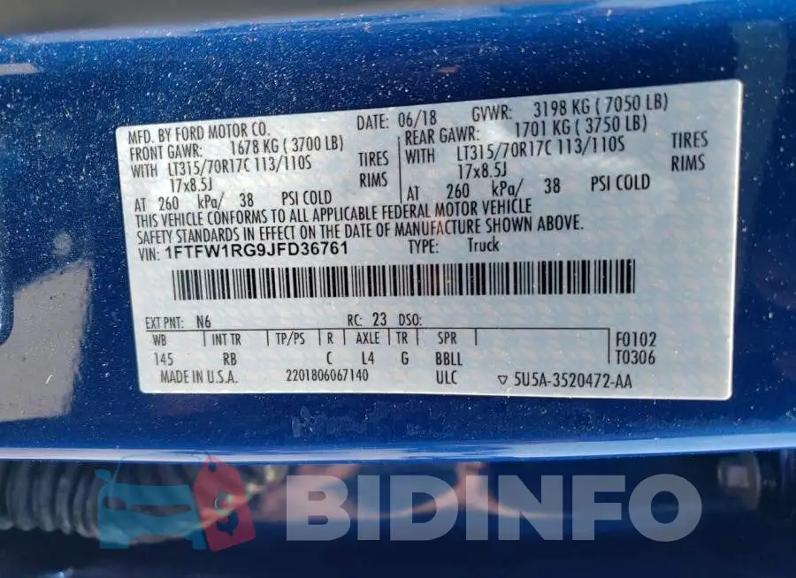 1FTFW1RG9JFD36761 Photo# 13