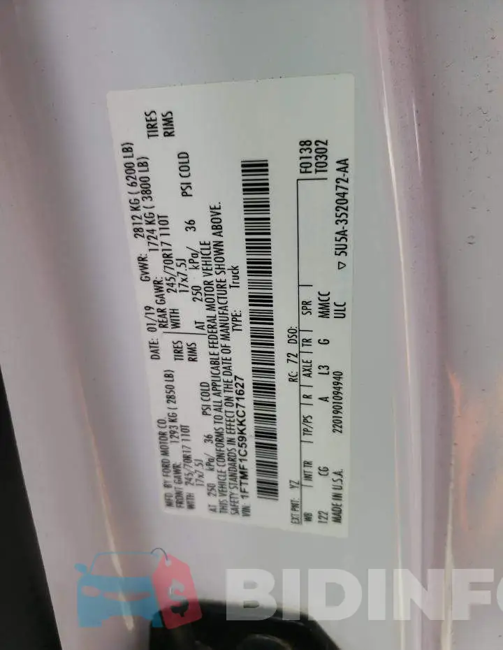 1FTMF1C59KKC71627 Photo# 12
