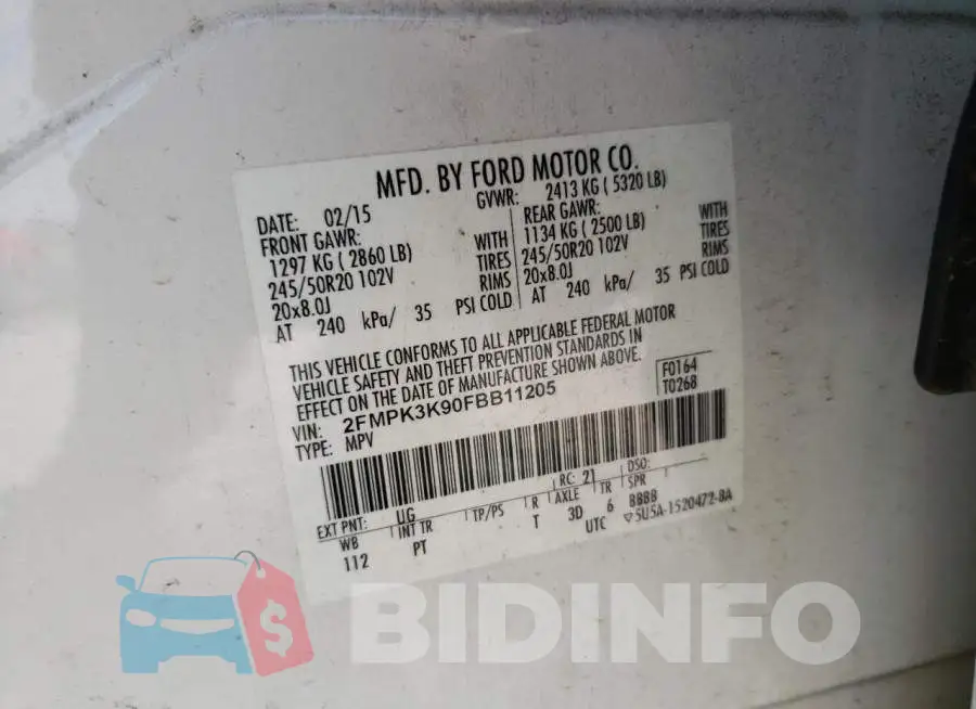 2FMPK3K90FBB11205 Photo# 12
