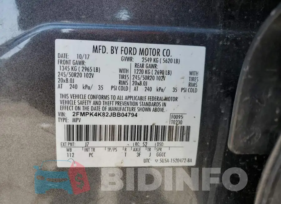 2FMPK4K82JBB04794 Photo# 13