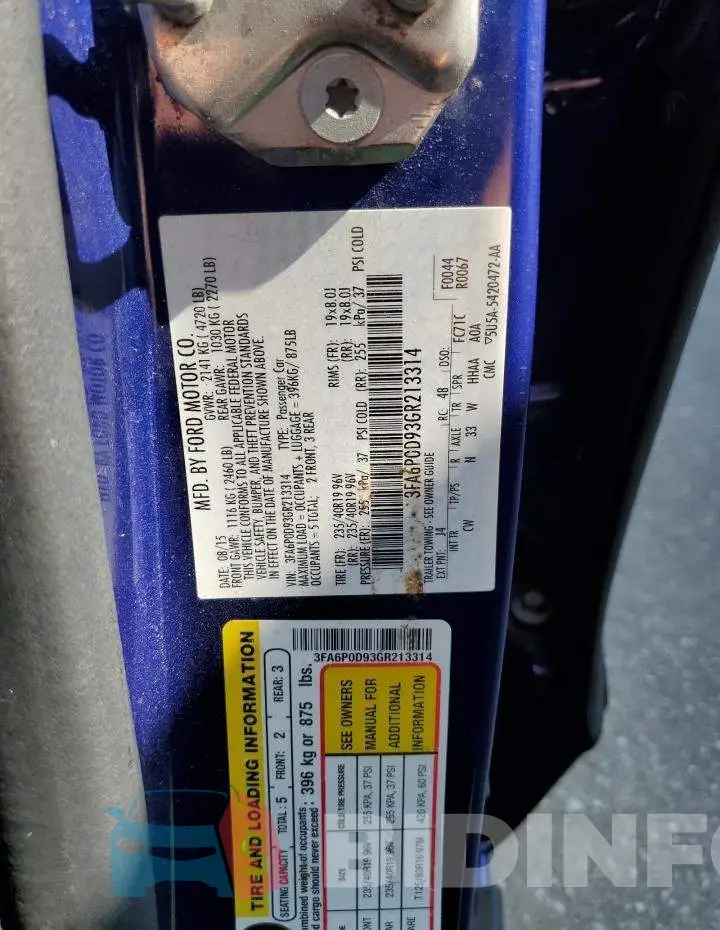 3FA6P0D93GR213314 Photo# 12