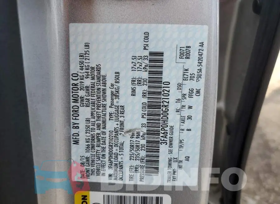 3FA6P0HD0GR210210 Photo# 12