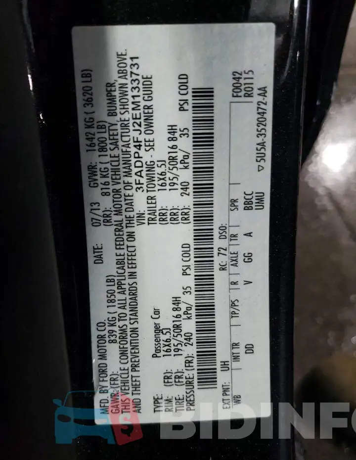 3FADP4FJ2EM133731 Photo# 12