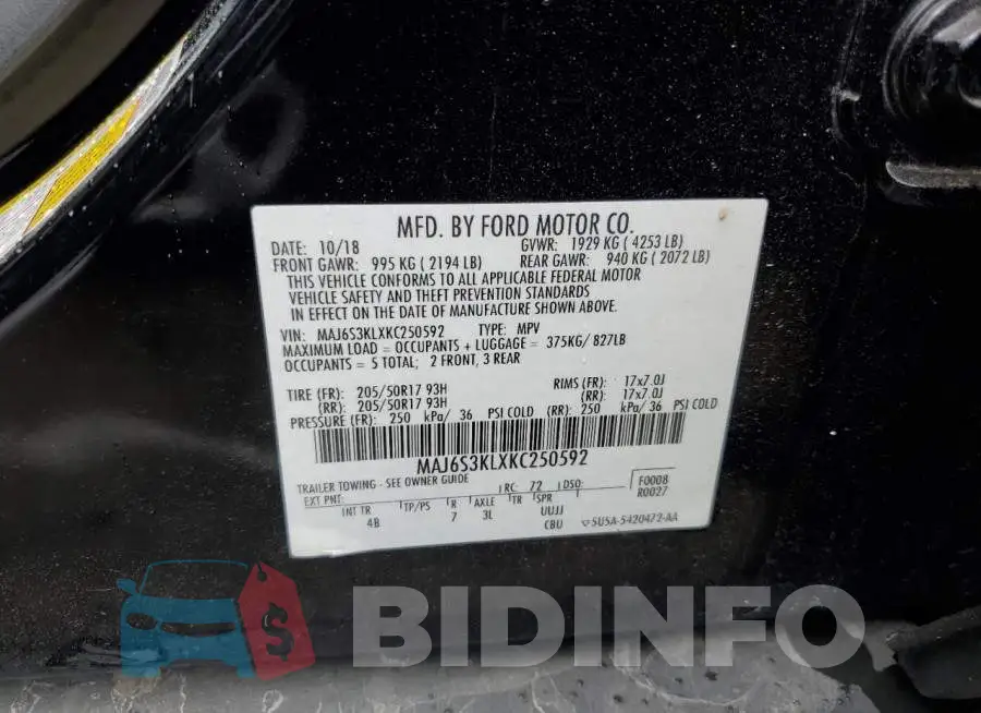 MAJ6S3KLXKC250592 Photo# 12