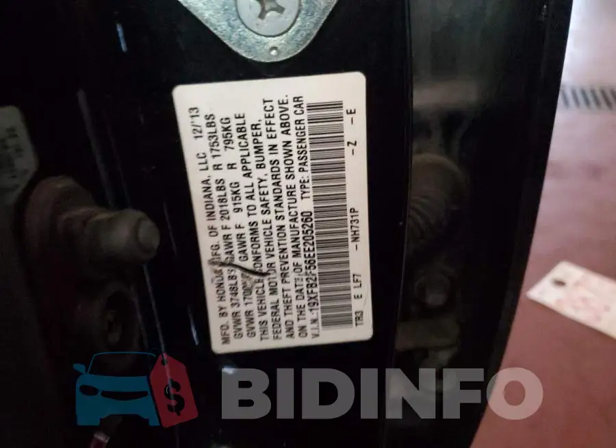 19XFB2F56EE205260 Photo# 12