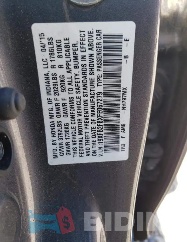 19XFB2F8XFE067279 Photo# 12