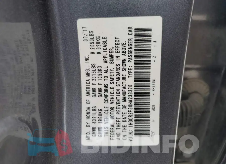 1HGCR2F50HA233370 Photo# 12