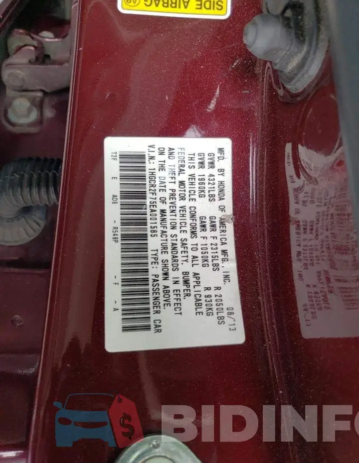 1HGCR2F75EA001585 Photo# 12