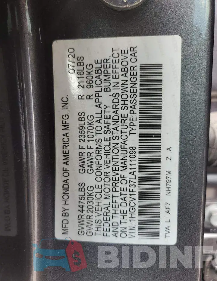 1HGCV1F37LA111098 Photo# 13
