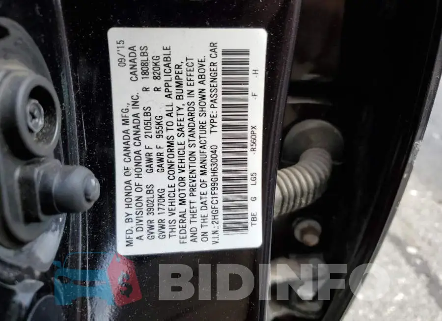2HGFC1F99GH630040 Photo# 12