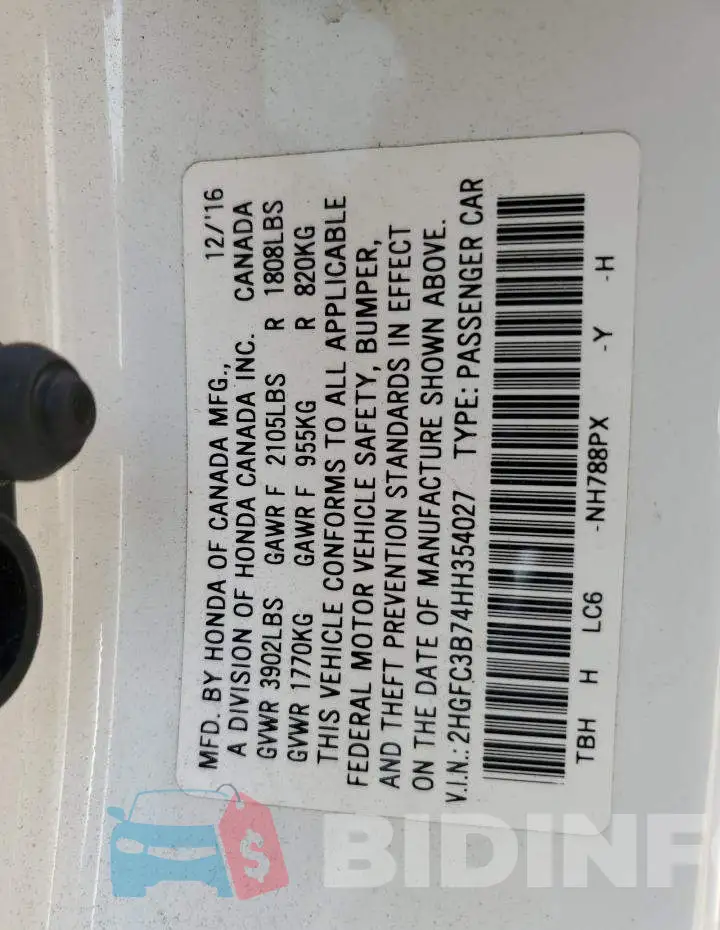 2HGFC3B74HH354027 Photo# 12