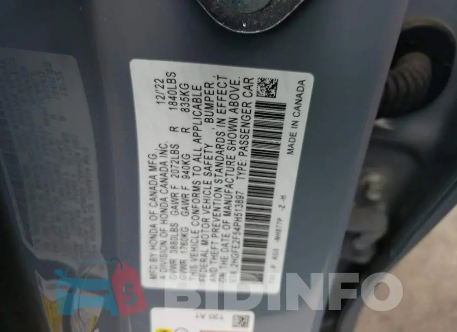 2HGFE2F54PH513897 Photo# 12