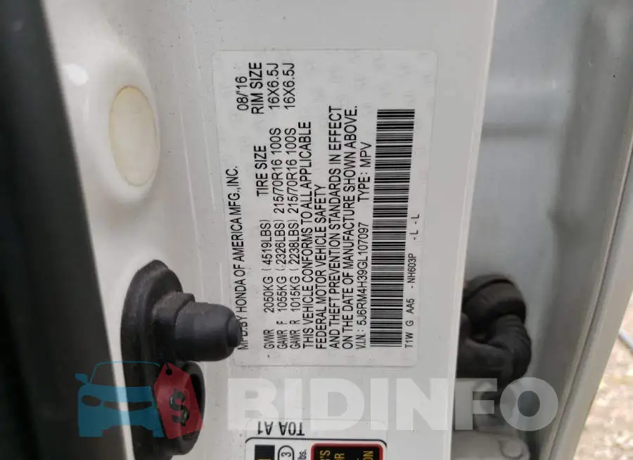5J6RM4H39GL107097 Photo# 12