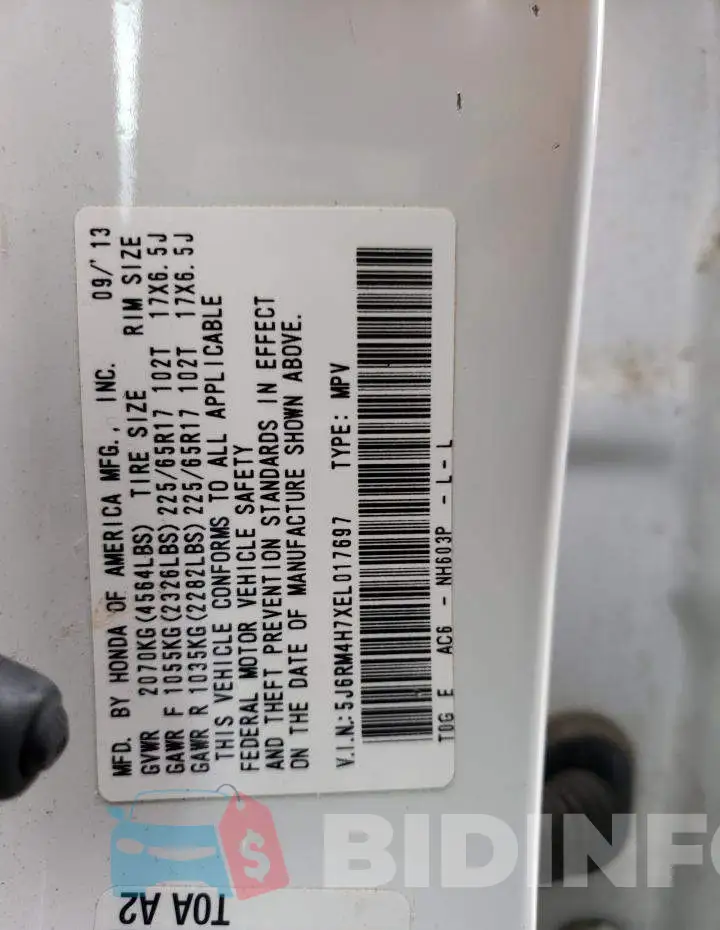 5J6RM4H7XEL017697 Photo# 14