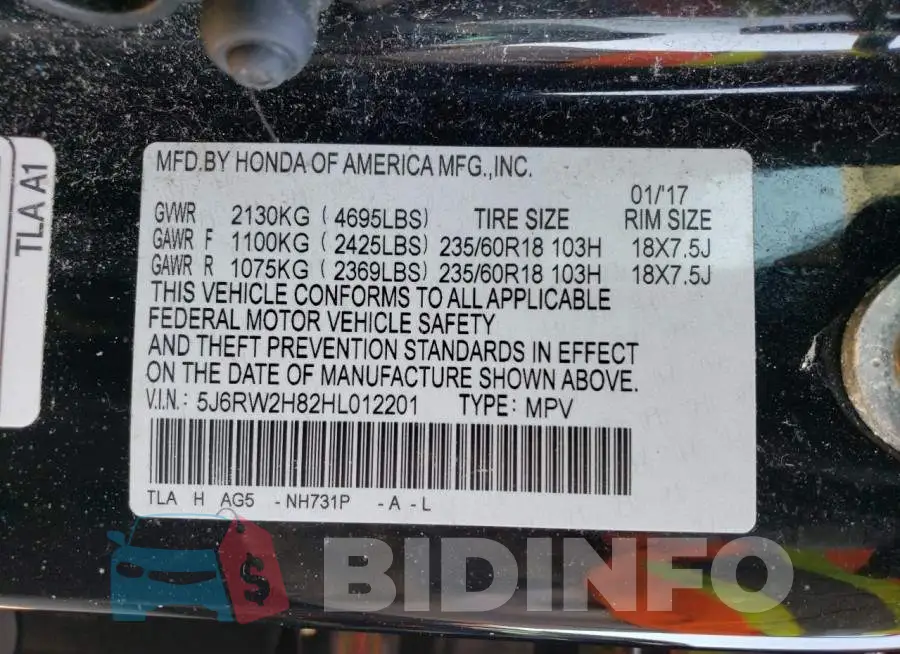 5J6RW2H82HL012201 Photo# 13
