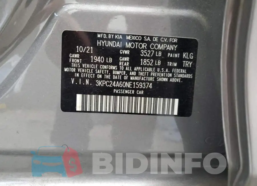 3KPC24A60NE159374 Photo# 12