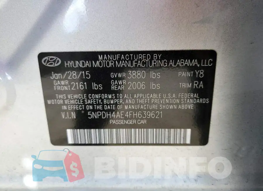 5NPDH4AE4FH639621 Photo# 13