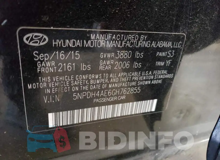 5NPDH4AE6GH762855 Photo# 12