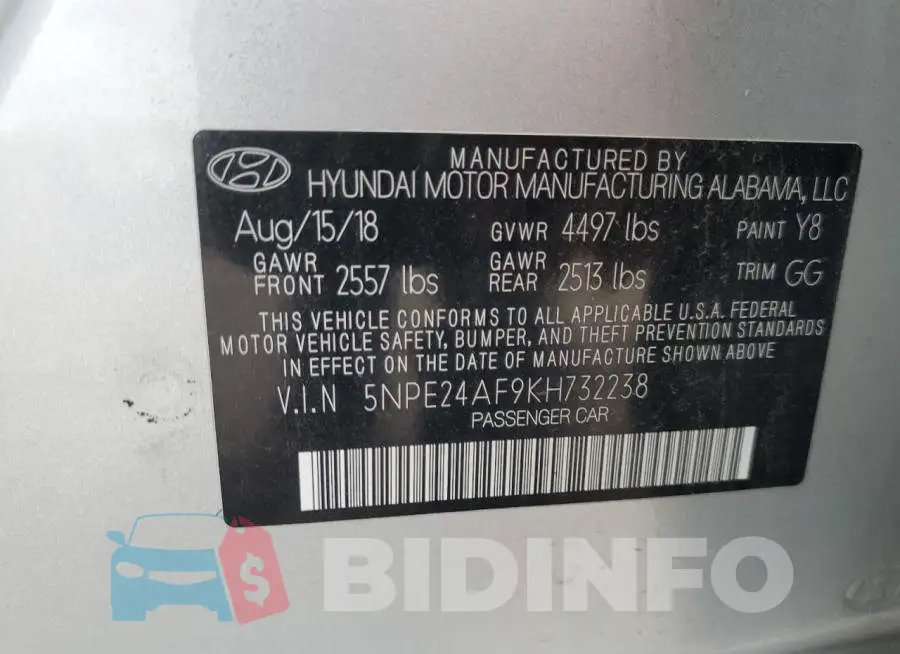 5NPE24AF9KH732238 Photo# 12