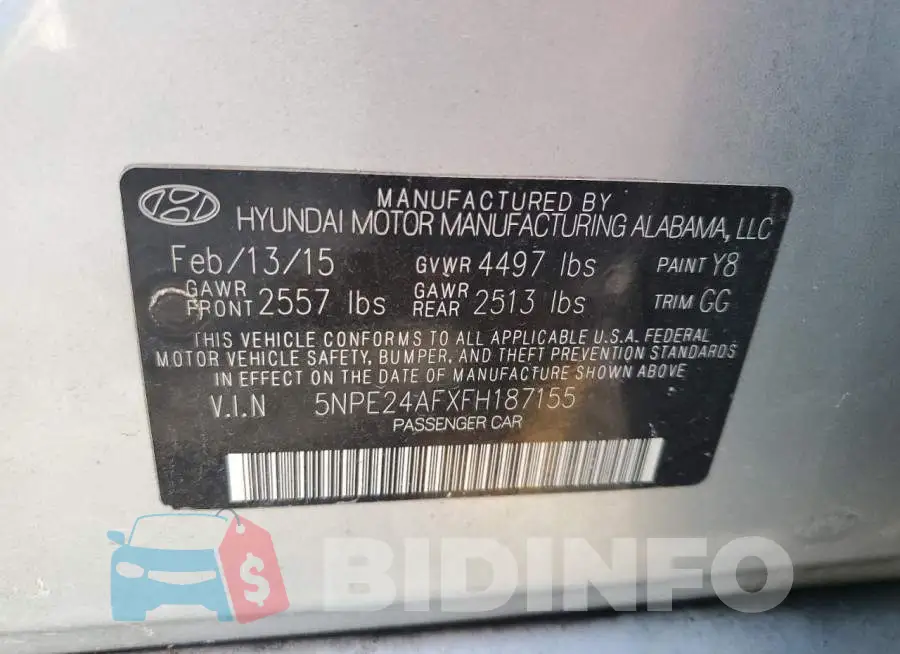 5NPE24AFXFH187155 Photo# 12