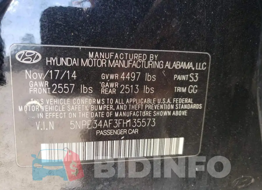 5NPE34AF3FH135573 Photo# 13