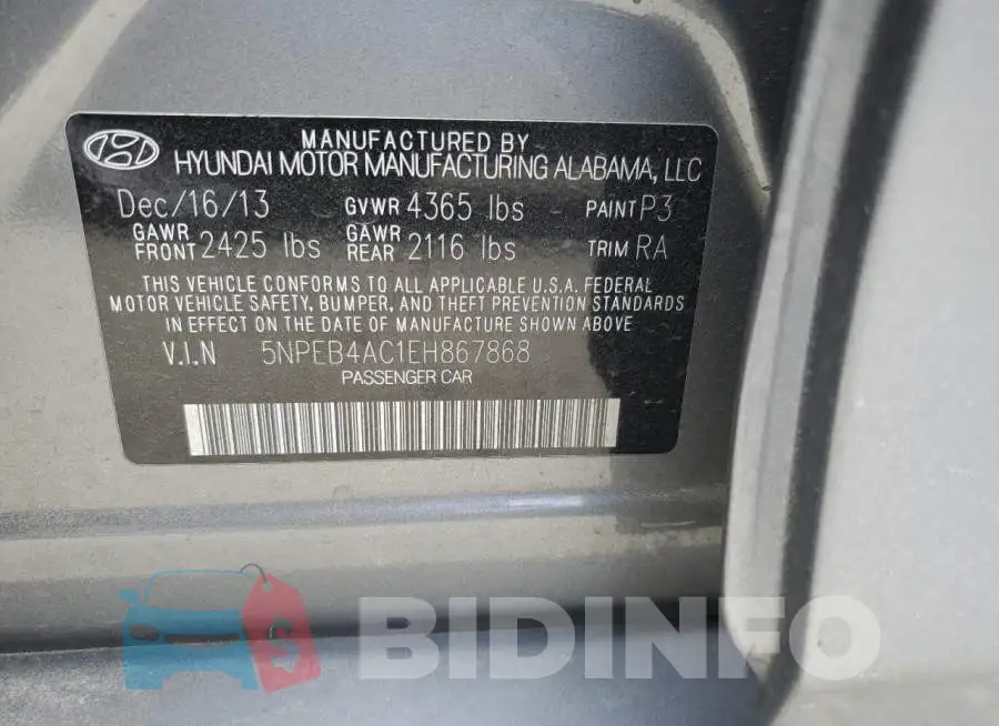5NPEB4AC1EH867868 Photo# 12