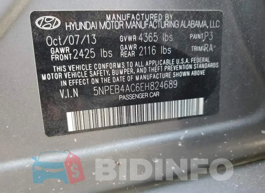 5NPEB4AC6EH824689 Photo# 12