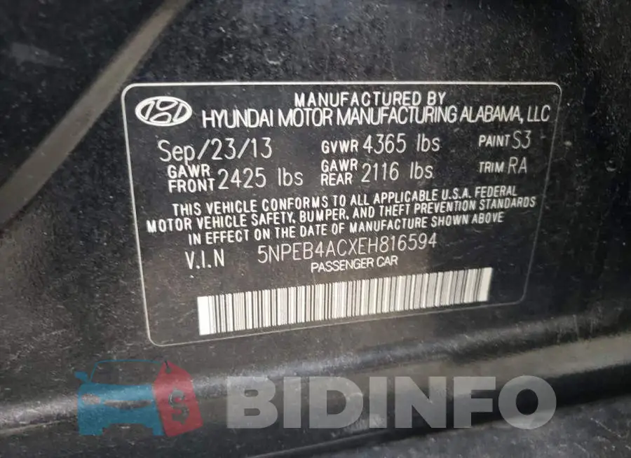5NPEB4ACXEH816594 Photo# 13