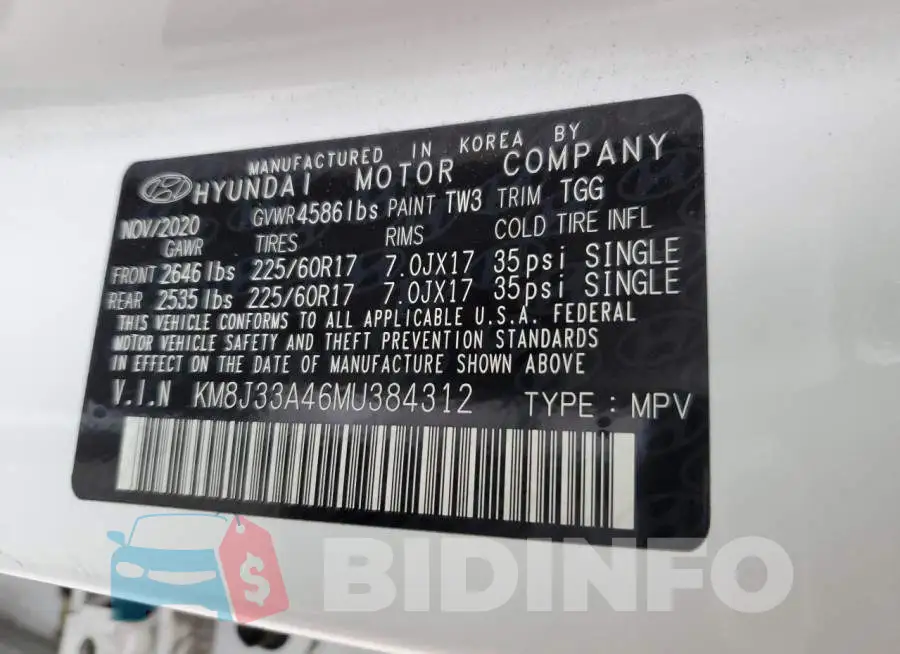 KM8J33A46MU384312 Photo# 13