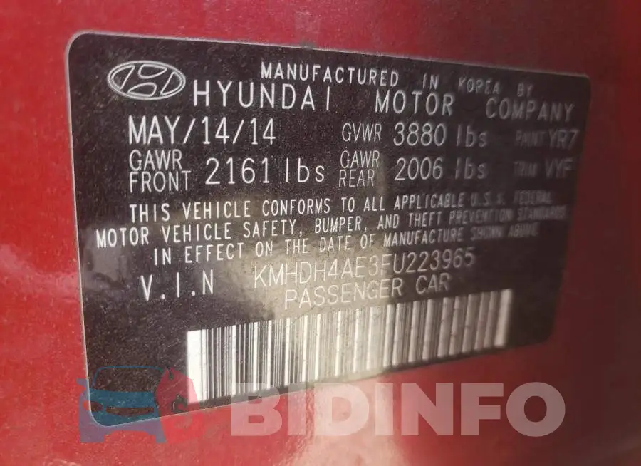 KMHDH4AE3FU223965 Photo# 13