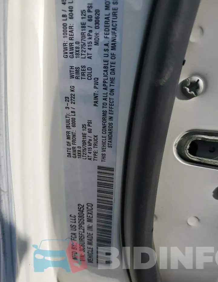 3C6UR5FL2PG580452 Photo# 12