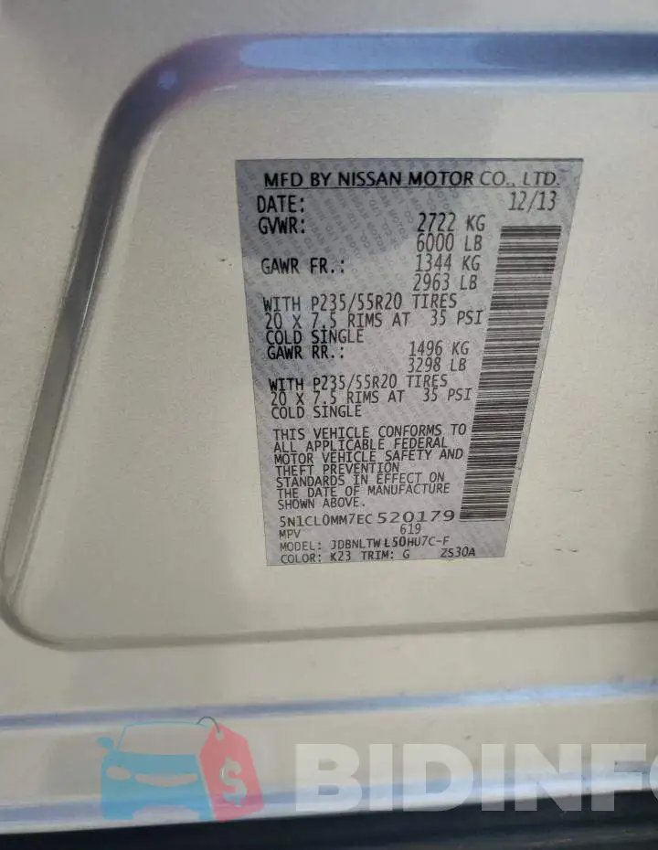 5N1CL0MM7EC520179 Photo# 13