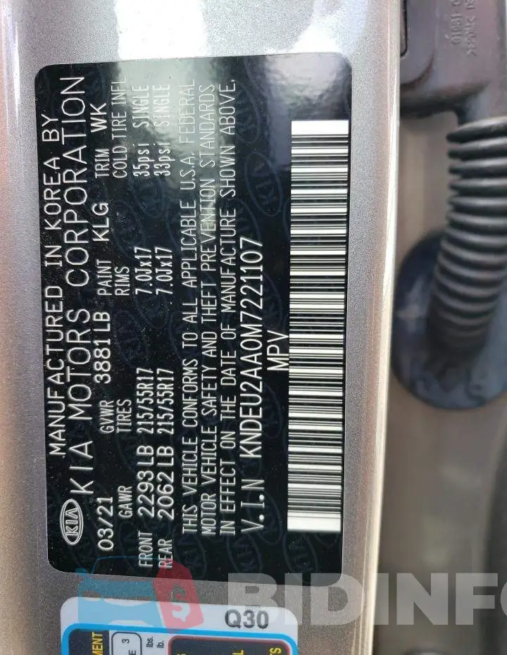 KNDEU2AA0M7221107 Photo# 12