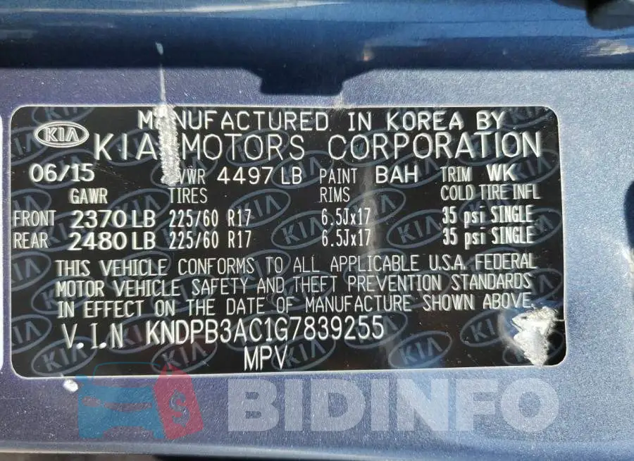 KNDPB3AC1G7839255 Photo# 12