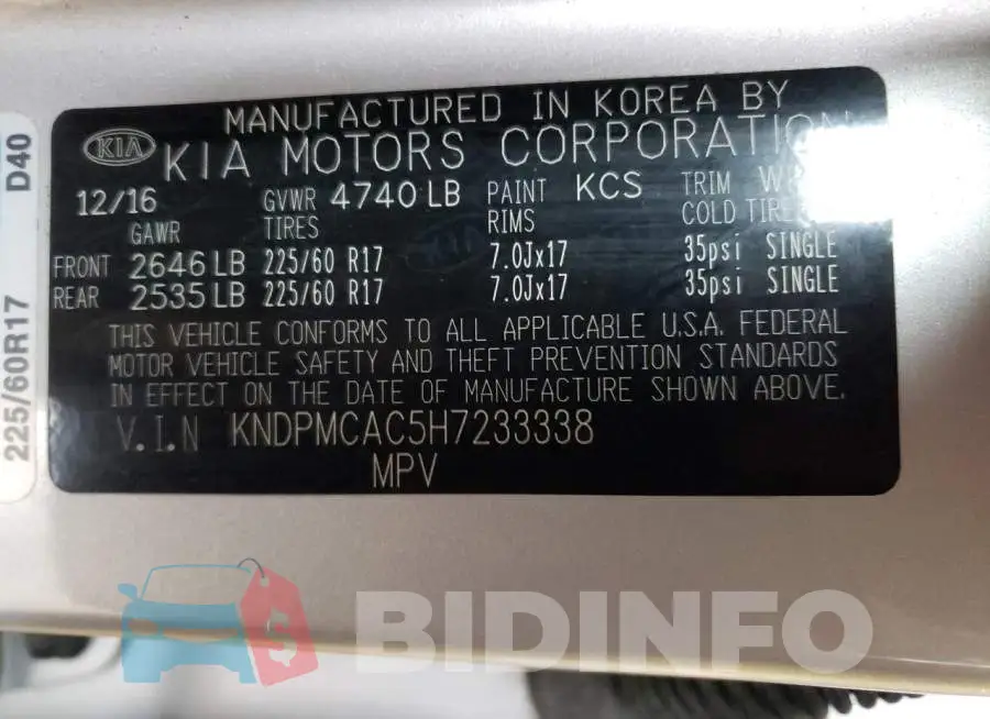 KNDPMCAC5H7233338 Photo# 13