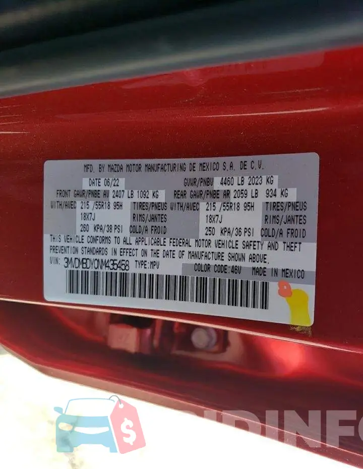 3MVDMBDY0NM435458 Photo# 12