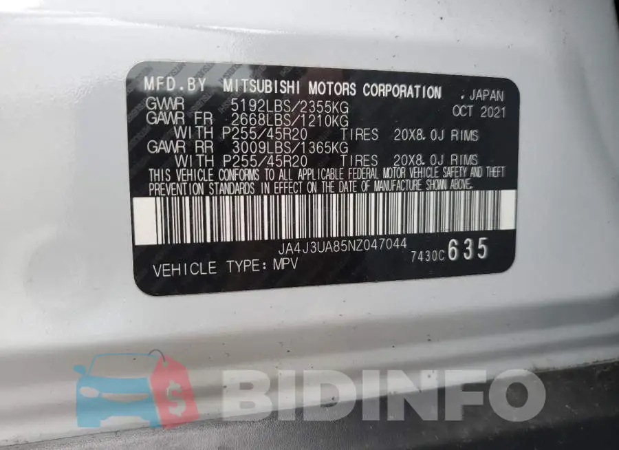 JA4J3UA85NZ047044 Photo# 14