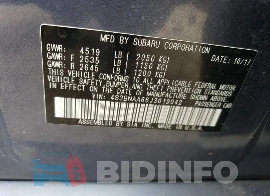 4S3BNAA66J3019042 Photo# 12