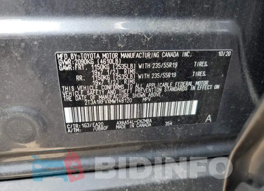 2T3A1RFVXMW148120 Photo# 13