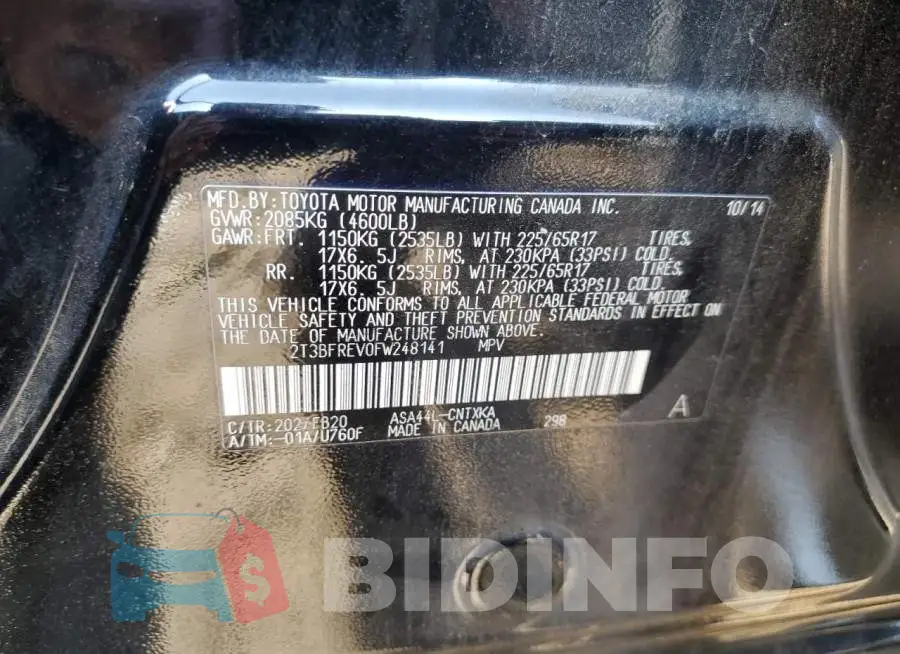 2T3BFREV0FW248141 Photo# 12